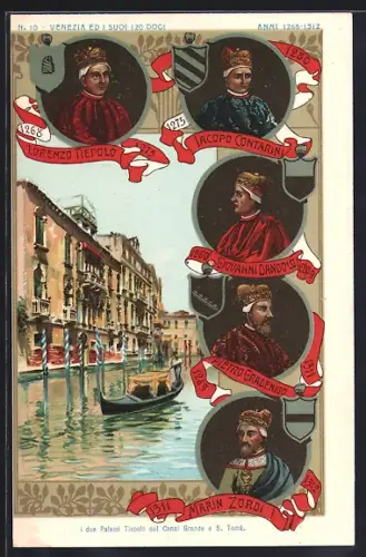 Lithographie Venedig / Venezia, I due Palazzi Tiepolo..., Dogen