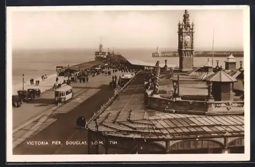 AK Douglas, Victoria Pier, Strassenbahn