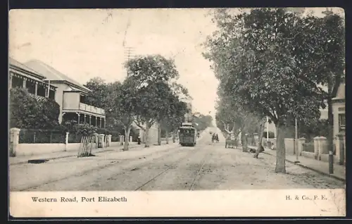 AK Port Elizabeth, Western Road, Strassenbahn