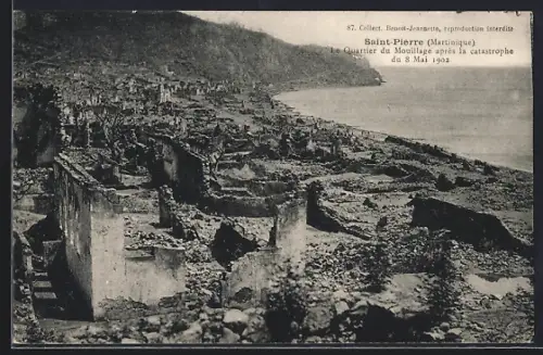 AK Saint-Pierre, Le Quartier du Mouillage après la catastrophe du 1902, Erdbeben