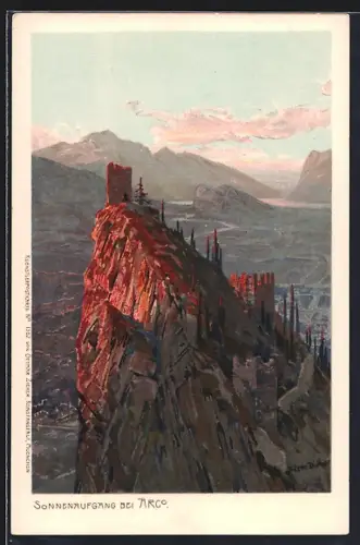 Künstler-Lithographie Zeno Diemer: Arco, Sonnenaufgang
