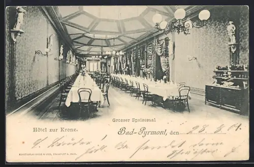 AK Bad Pyrmont, Hotel zur Krone, Grosser Speisesaal