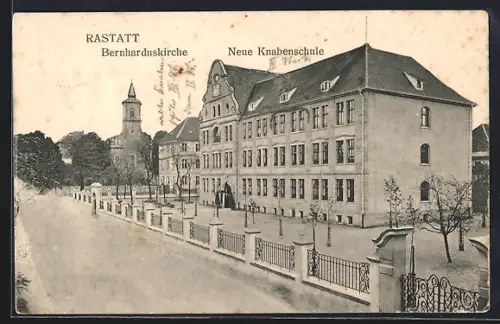 AK Rastatt, Bernharduskirche, Neue Knabenschule