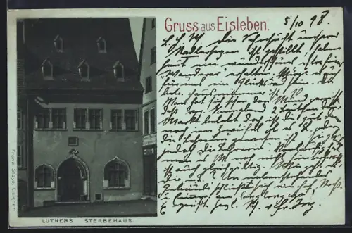 Mondschein-Lithographie Eisleben, Luthers Sterbehaus