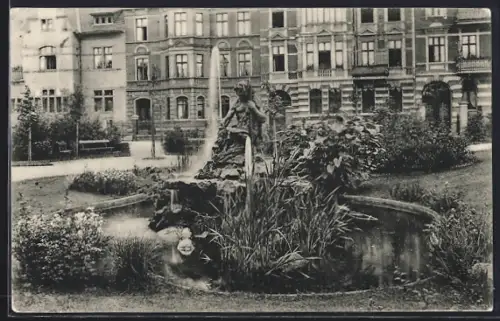AK Dessau, Funkbrunnen, Wohnhäuser