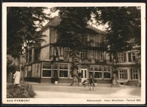 AK Bad Pyrmont, Altenauplatz, Pension Haus Westfalen