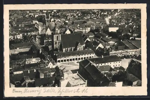 AK Dessau, Stadtkirche vom Flugzeug aus