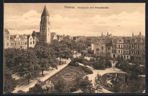 AK Dessau, Funkplatz, Petruskirche