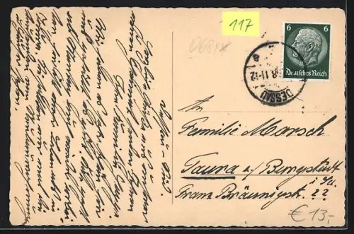 AK Dessau, Zerbster Strasse mit Rathaus