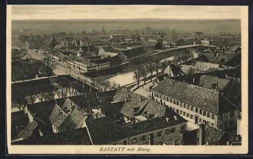 AK Rastatt, Stadtansicht mit Murg