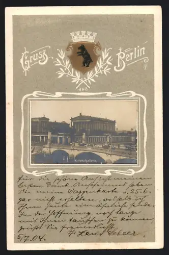 AK Berlin, Nationalgalerie, Brücke, Wappen