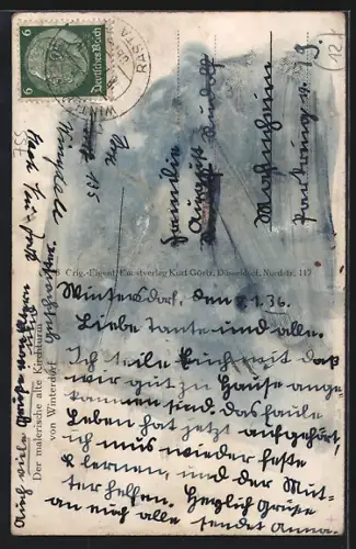 AK Wintersdorf / Rastatt, Kirche, Fachwerkhaus