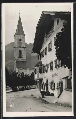 AK Marktschellenberg, Gasthof Schafferwirt, Kirche