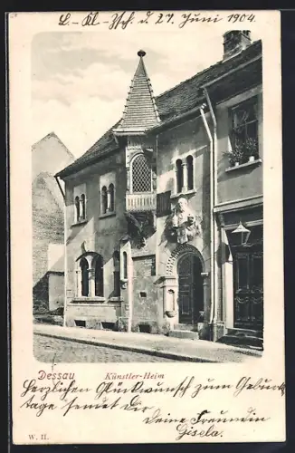 AK Dessau, Künstler-Heim in der Wallstrasse 32