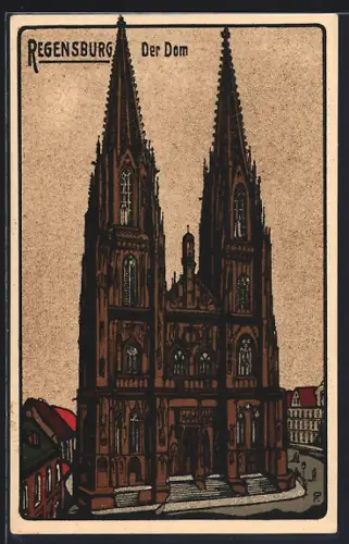 Steindruck-AK Regensburg, Der Dom