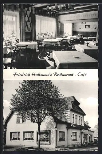 AK Kirchhatten i. O., Friedrich Hollmann`s Restaurant-Café, Innenansicht, Aussenansicht