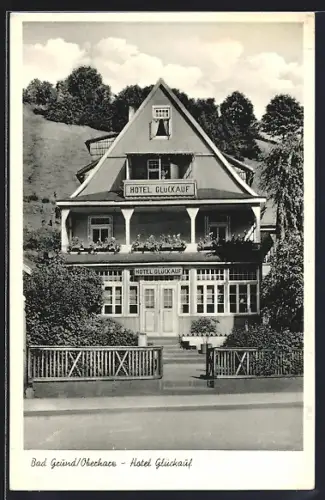 AK Bad Grund /Oberharz, Hotel Glückauf