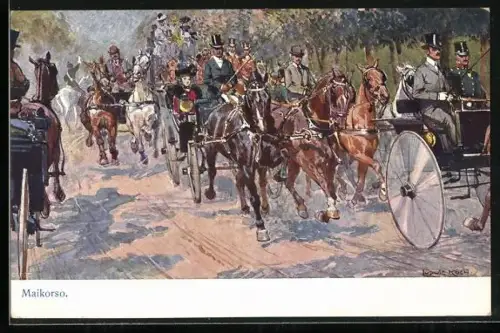 Künstler-AK Ludwig Koch: Praterfahrt