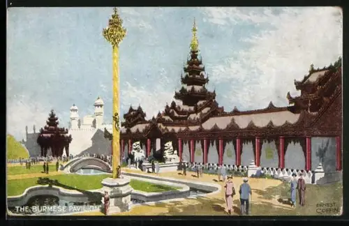Künstler-AK London, British Empire Exhibition 1924, The Burmese Pavilion