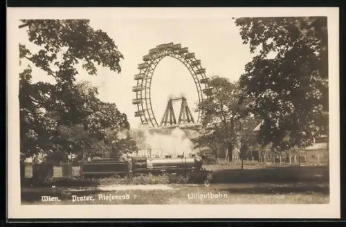 AK Wien, Wiener Prater, Riesenrad und Liliputbahn