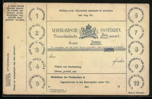 AK Nederlandsche Posterijen, Binnenlandsche Kuswissel - Groetwissel