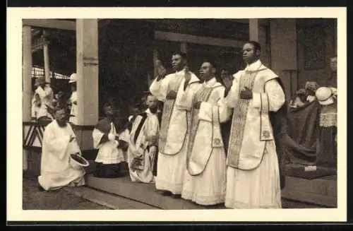 AK Congo Belge, Mission des RR. PP. Jesuites, Premiere Benediction, Christliche Weihe