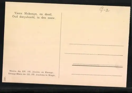 AK Zaire, Vieux Mukongo, en deuil Oud dorpshoofd, in den rouw, Afrikaner mit Bart
