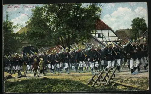 AK Infanterie beim Marsch ins Quartier