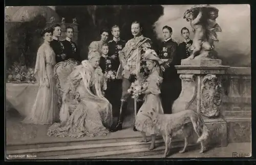 Künstler-AK Ferdinand Keller: Prinzessin Viktoria Luise von Preussen mit Familie und Windhund