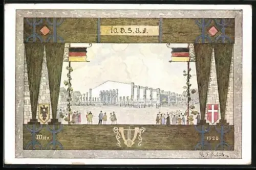 Künstler-AK Wien, 10. Deutschen Sängerbundesfest 1928, Sängerhalle