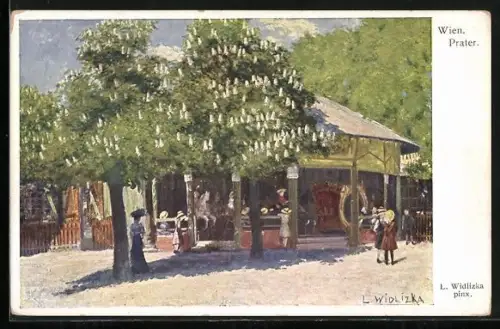 Künstler-AK L. Widlizka: Wiener Prater, Kinderkarussell
