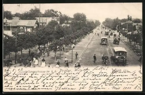 AK Wien, Ausstellungsstrasse im k. k. Prater, Pferdebahn