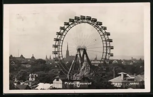 AK Wien, Prater, Blick auf das Riesenrad