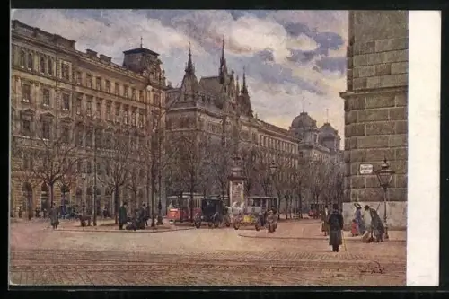Künstler-AK Wien, am Schottenring