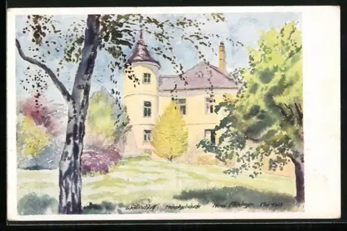 Künstler-AK Brunn am Gebirge, Wällischhof, Hauptgebäude