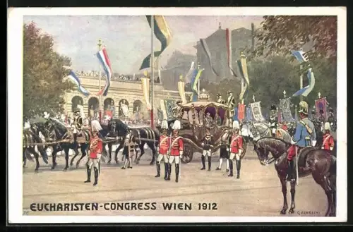 Künstler-AK Wien, Eucharisten-Congress 1912, Kaiserlische Kutsche