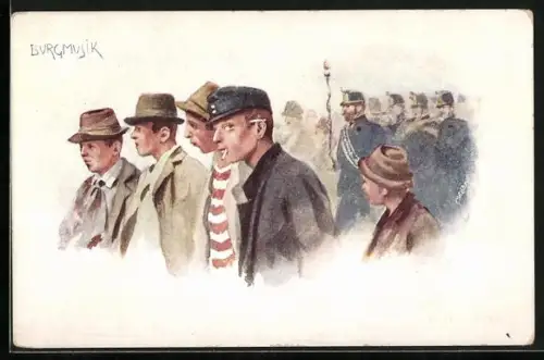 AK Wien, junge Männer, Burgmusik, Soldaten