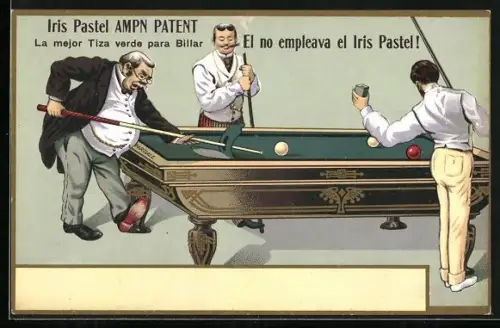 AK Iris Pastel AMPN Patent, Reklame für Billardkreide