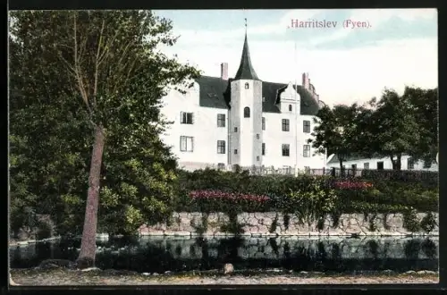 AK Harritslev, Fyen - Blick zum Schloss