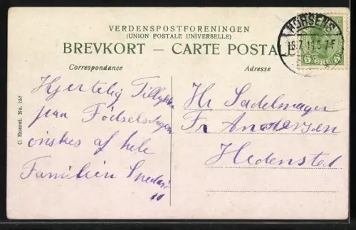 AK Hindsgavl /Fyen, Ortspartie mit Gebäudeansicht