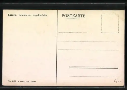 AK Luzern, Inneres der Kapellbrücke mit Mann