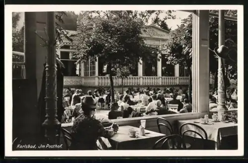 AK Karlsbad, Gasthaus Posthof, Veranda