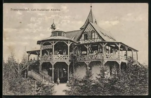 AK Franzensbad, Cafe-Restaurant Amerika