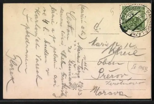 AK Marienbad, Strandbad mit Gebäude und Badegästen