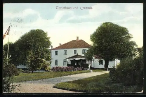 AK Christianslund, Ortspartie mit Gebäudeansicht