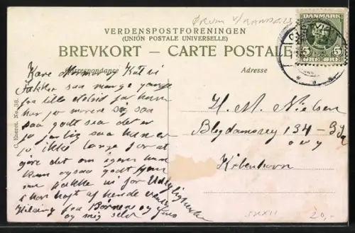 AK Christianslund, Ortspartie mit Gebäudeansicht