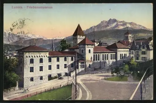 AK Luzern, Strassenpartie am Friedensmuseum