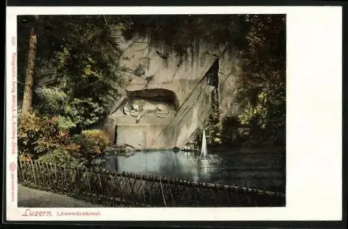 AK Luzern, Blick zum Löwendenkmal