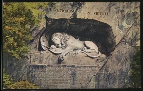 AK Luzern, Motiv vom Löwendenkmal