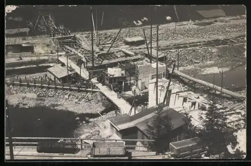 Foto-AK Neufelden, Bau der Staumauer
